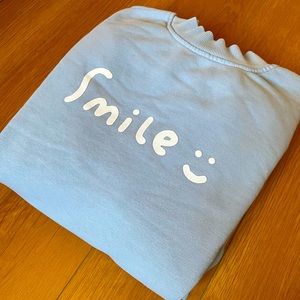 Women Oversized Long Sleeve Smile Crew Sweatshirt